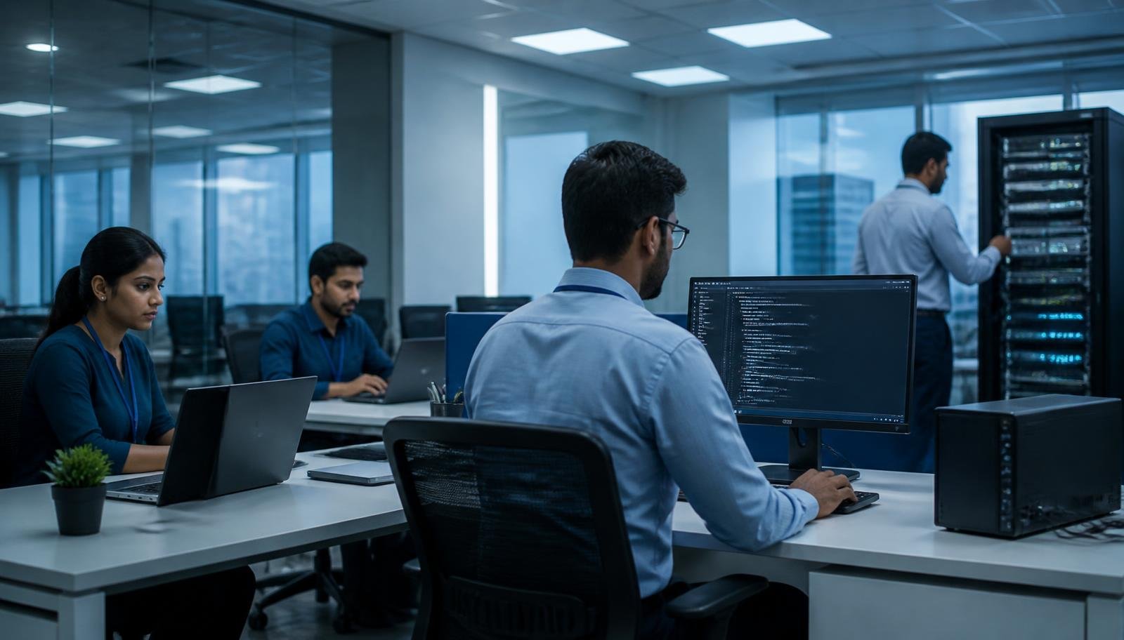 Business IT infrastructure in a Vadodara office